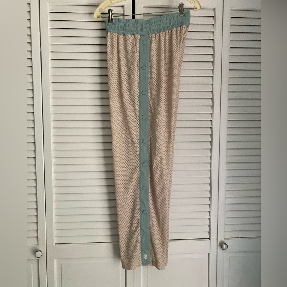 FP Movement Free People snap mesh track sport pants cream and blue size M